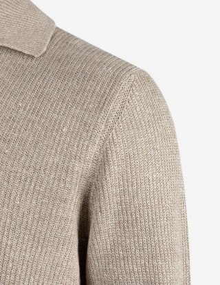 Tröja Open Collar Linne Bomull Beige
