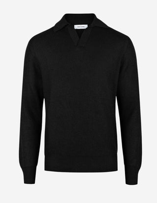 Tröja Open Collar Linne Bomull Svart