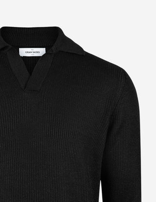 Tröja Open Collar Linne Bomull Svart
