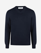 Tröja V-hals Stickad Bomull Navy