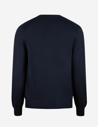 Tröja V-hals Stickad Bomull Navy