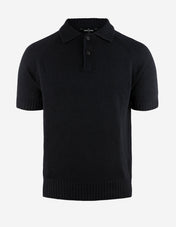 Pikétröja Stickad Raglan Open Collar Navy