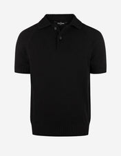 Pikétröja Stickad Raglan Open Collar Svart