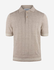 Pikétröja Stickad Retro Tennis Ljusbeige