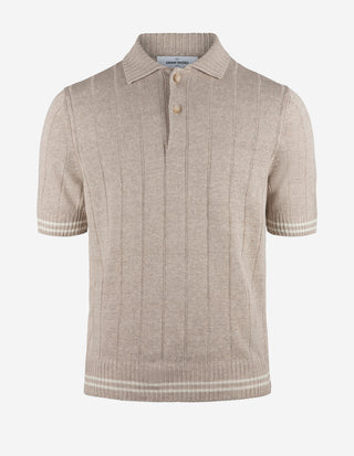 Pikétröja Stickad Retro Tennis Ljusbeige