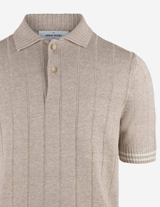 Pikétröja Stickad Retro Tennis Ljusbeige