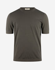 T-shirt Finstickad Bomull Gråbeige