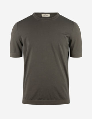 T-shirt Finstickad Bomull Gråbeige