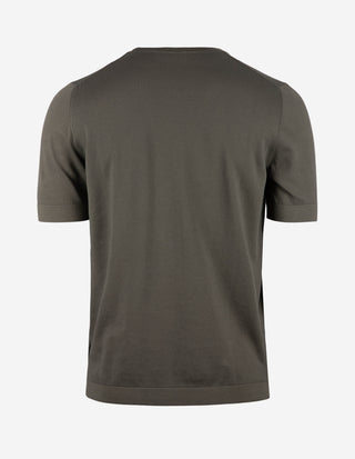 T-shirt Finstickad Bomull Gråbeige