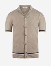 Skjorta Stickad Kortärmad Bomull/Linne Beige