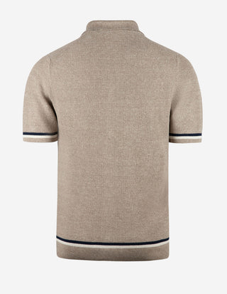 Skjorta Stickad Kortärmad Bomull/Linne Beige