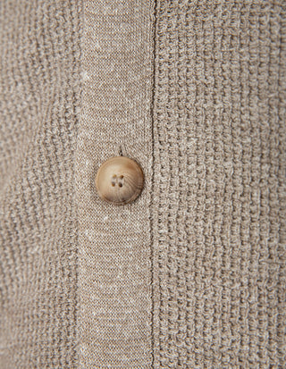 Skjorta Stickad Kortärmad Bomull/Linne Beige