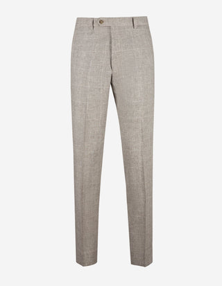 Dandy Byxa Linne Glencheck Ljusbeige