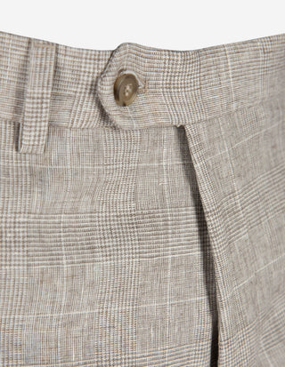 Dandy Byxa Linne Glencheck Ljusbeige