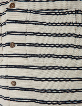 Skjorta Kortärmad Bomull Cream/Navy