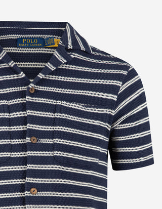 Skjorta Kortärmad Bomull Navy/Cream