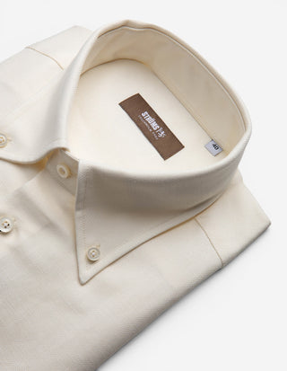 Skjorta Slim Fit Bomull/Hampa Benvit