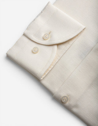 Skjorta Slim Fit Bomull/Hampa Benvit