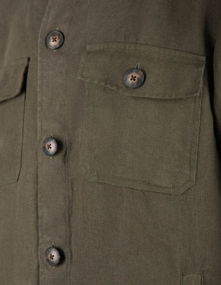 Firenze Overshirt Linne Olivgrön
