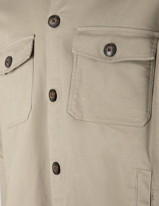 Firenze Overshirt Bomull Stretch Gråbeige