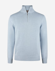 Half Zip Chunky Tröja Bomull Ljusblå