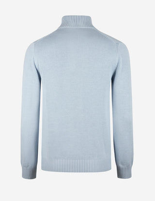 Half Zip Chunky Tröja Bomull Ljusblå