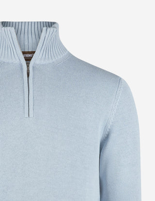 Half Zip Chunky Tröja Bomull Ljusblå