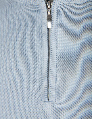 Half Zip Chunky Tröja Bomull Ljusblå