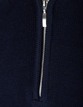 Half Zip Chunky Tröja Bomull Navy