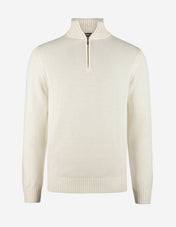 Half Zip Chunky Tröja Bomull Benvit
