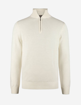 Half Zip Chunky Tröja Bomull Benvit