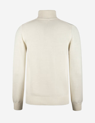 Half Zip Chunky Tröja Bomull Benvit