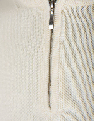 Half Zip Chunky Tröja Bomull Benvit