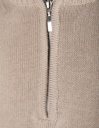 Half Zip Chunky Tröja Bomull Beige