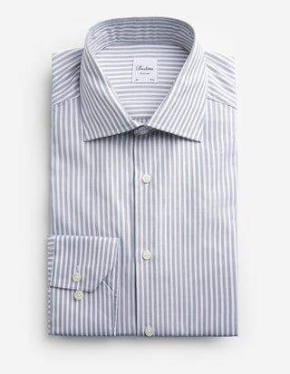 Regular Fit Skjorta Twill Randig Grön/Vit