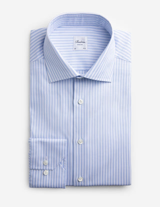 Regular Fit Skjorta Twill Randig Ljusblå/Vit