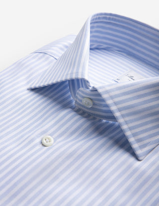 Regular Fit Skjorta Twill Randig Ljusblå/Vit