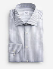 Slimline Skjorta Twill Randig Grön/Vit