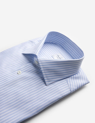 Slimline Skjorta Twill Randig Ljusblå/Vit