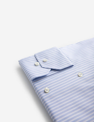 Slimline Skjorta Twill Randig Ljusblå/Vit