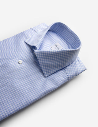 Slimline Skjorta Twill Rutig Vit/Blå