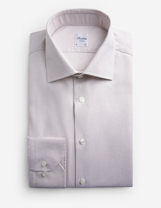 Regular Fit Skjorta Twill Hundtand Beige/Vit