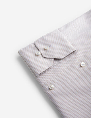 Regular Fit Skjorta Twill Hundtand Beige/Vit