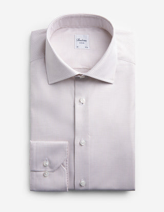 Slimline Skjorta Twill Hundtand Beige/Vit
