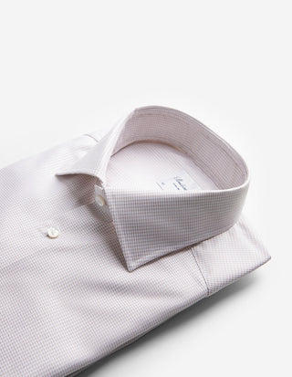 Slimline Skjorta Twill Hundtand Beige/Vit