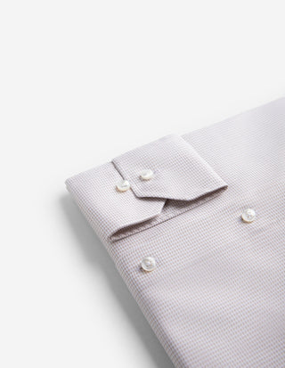 Slimline Skjorta Twill Hundtand Beige/Vit