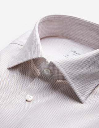 Slimline Skjorta Twill Hundtand Beige/Vit