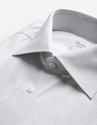 Slimline Skjorta Twill Hundtand Grön/vit