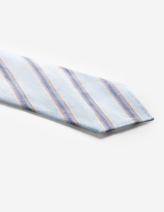Slips Untipped Linneblandning Randig Ljusblå