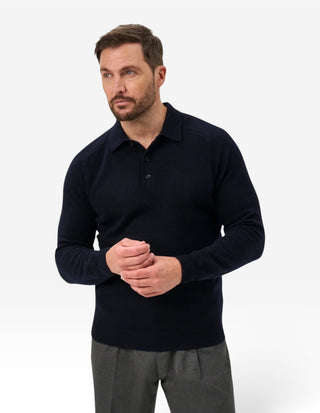 Bilsdean Pikétröja Lammull Navy